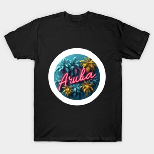 Aruba (with White Border and Neon Lettering) T-Shirt